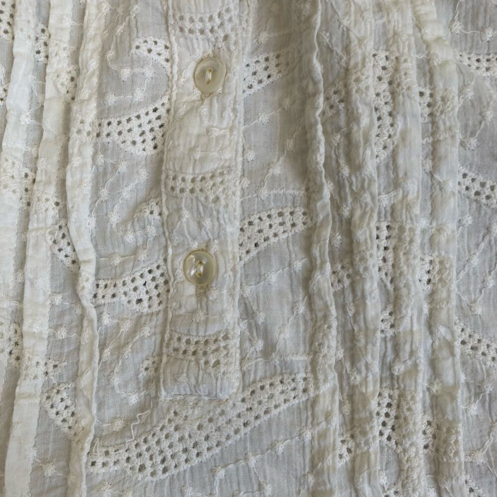 Sundance Sz S Ivory Sleeveless Blouse Crochet Eyelet Ruffled Trims Cotton - Picture 13 of 16